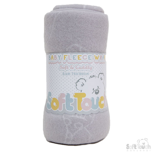 GREY EMBOSSED FLEECE BABY WRAP (PK12) FBP05-G