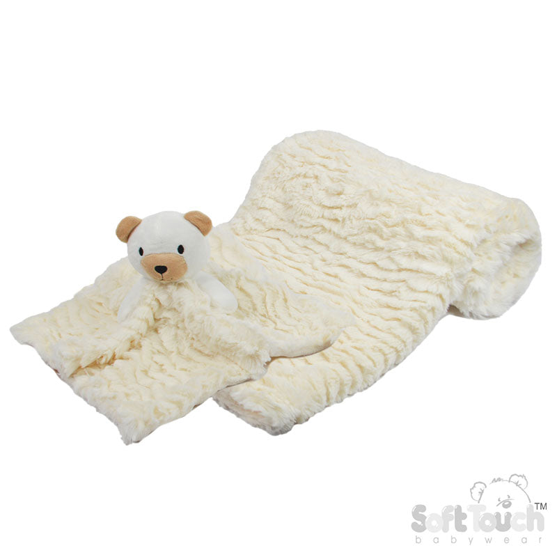 Cream Bear Comforter & Wrap Set - FBP224-C