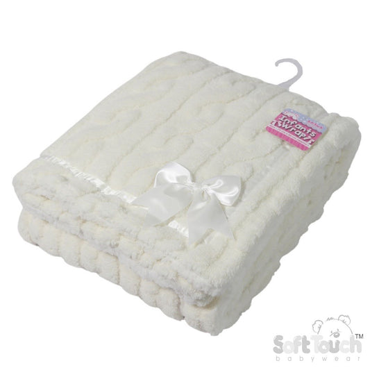 Cream Cable Knit Wrap W/Large Bow FBP234-C