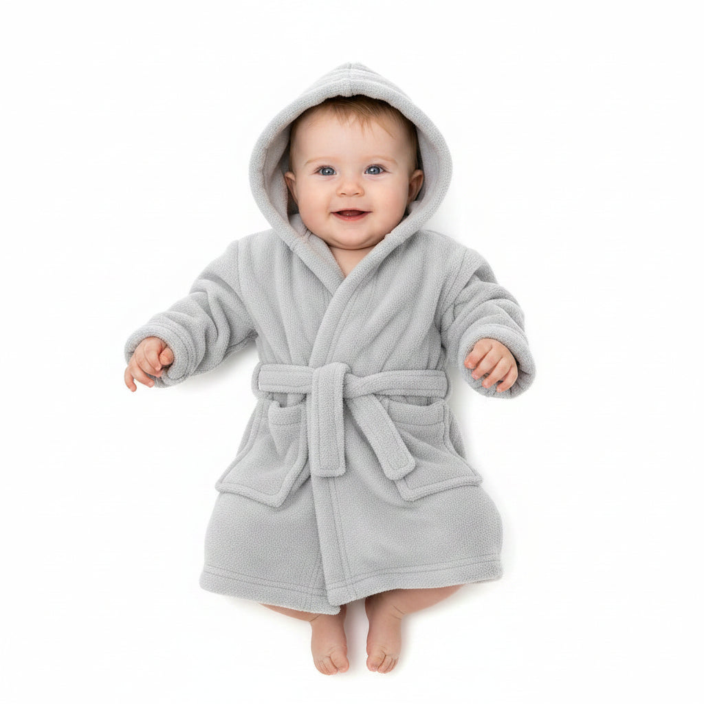 INFANTS GREY FLEECE ROBE (0-12m) (PK4) FBR23-G