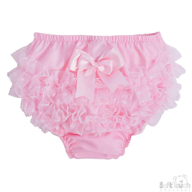 Pink Frilly Pants W/Dotty Lace (0-18 Months)-FP20-P