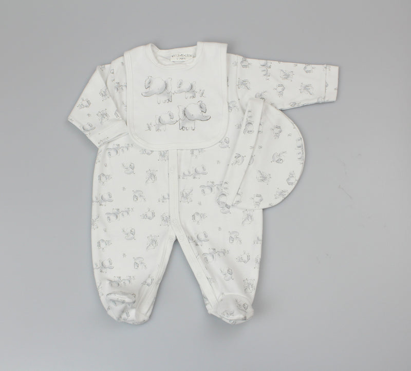 Unisex Baby 3pc Gift Set - Grey Elephant (PK6) (0-9m) WF1674