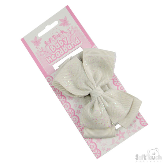 Girls Grey Headband W/Glitter Bow HB92-G (NEW)