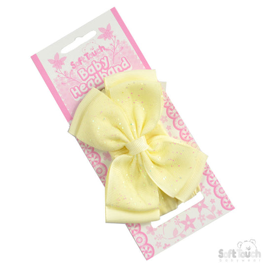Girls Lemon Headband W/Glitter Bow -HB92-LEM