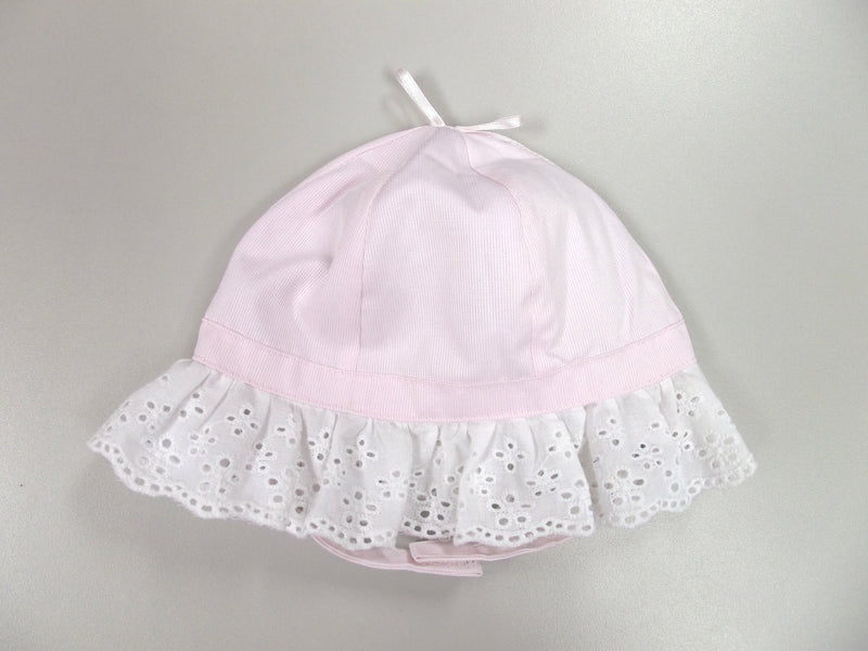 Girl's Bow Top Frill Cloche Hat - Pink - 0/6M (0235) - Kidswholesale.co.uk