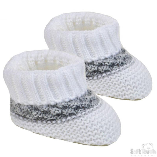 ACRYLIC BABY BOOTEES W/STRIPE : S437-W - Kidswholesale.co.uk
