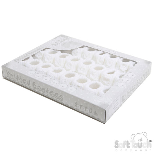 White Acrylic Baby Bootees With Flower - S439-W