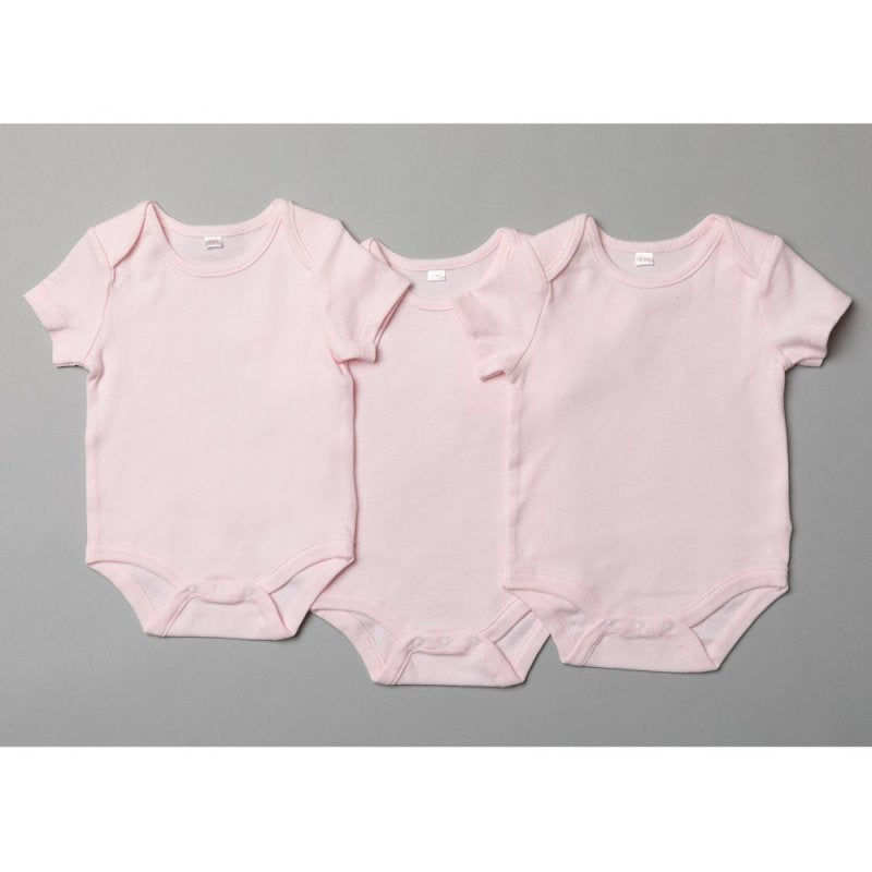 Triple Pack Plain Bodysuits - Pink (0-12 Months) (PK6) T20801