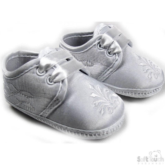 Boys Satin Christening Shoes (B92-W) - Kidswholesale.co.uk