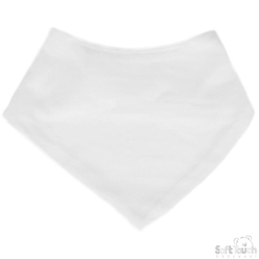 Plain Bandana Bib White (BB500-W) - Kidswholesale.co.uk