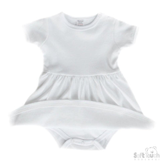 Infants Plain White Romper Onesie Dress: BD4630-W - Kidswholesale.co.uk