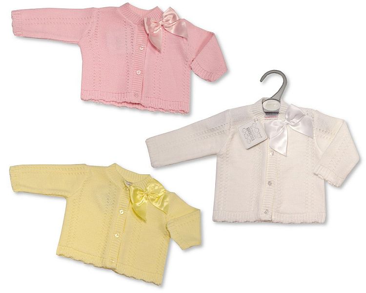 Knitted Baby Girls Cardigan with Bow (9-24 Months) (PK6) Bw-10-181