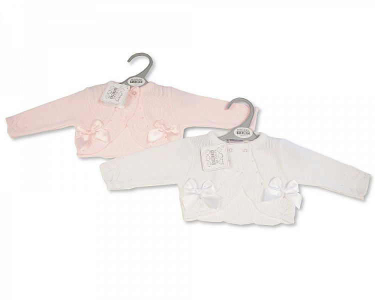 Knitted Baby Girls Bolero Cardigan with Bows - (9-24 Months) (PK6) Bw-10-113
