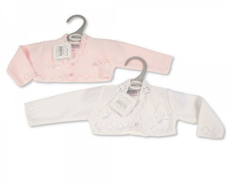 Knitted Baby Girls Bolero Cardigan with Pointelle Pattern- (9-24m) (PK6) BW-10-115