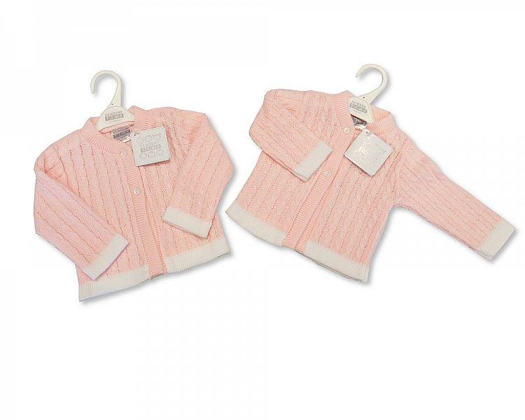 Knitted Baby Girls Cardigan - Pink - 6/24M - (BW-10-548A) - Kidswholesale.co.uk