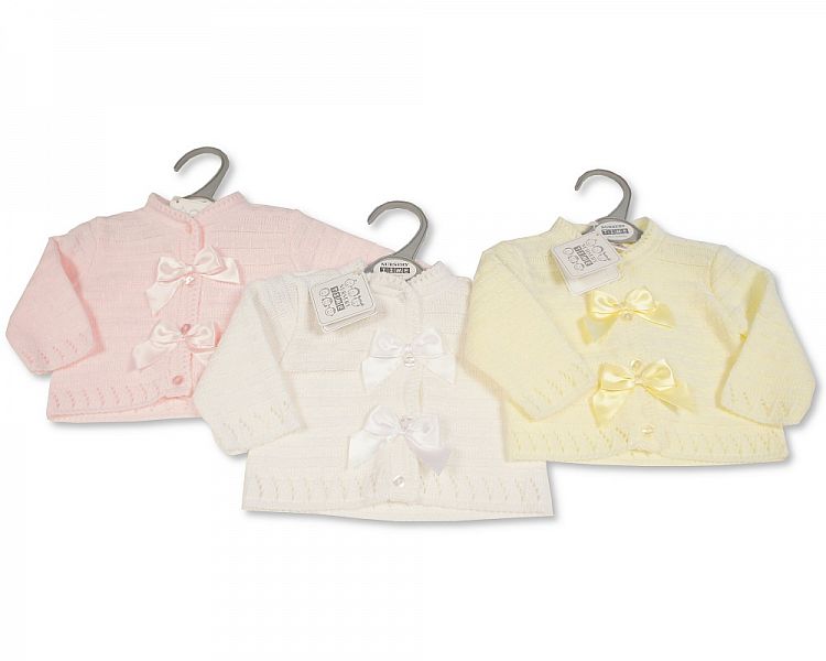 Knitted Baby Girls Cardigan with Bow - (9-24m) (PK6) BW-10-166