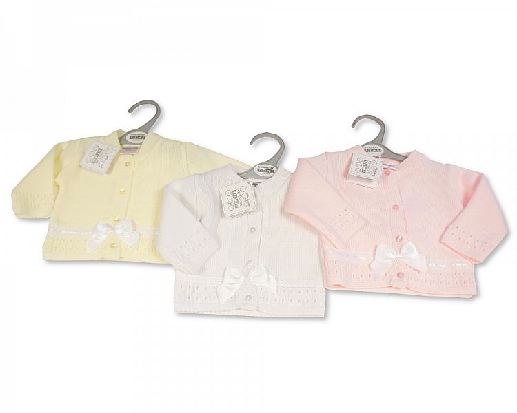 Knitted Baby Girls Cardigan with Bow - (9-24m) (PK6) BW-10-168