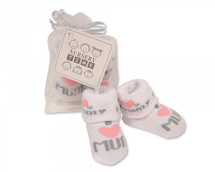 Baby Girls Socks in Mesh Bag - I Love Mummy (BW-61-2212) - Kidswholesale.co.uk