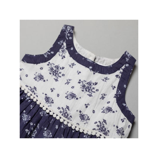Girls Perforated Tier Dress (3-11 Years) T20354NAVYWHITE