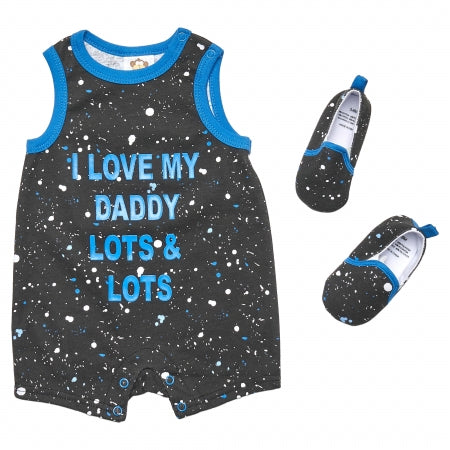 2 Piece Boys Romper & Shoes. I Love My daddy Lots & Lots (0-9 Months)-50JTC8925