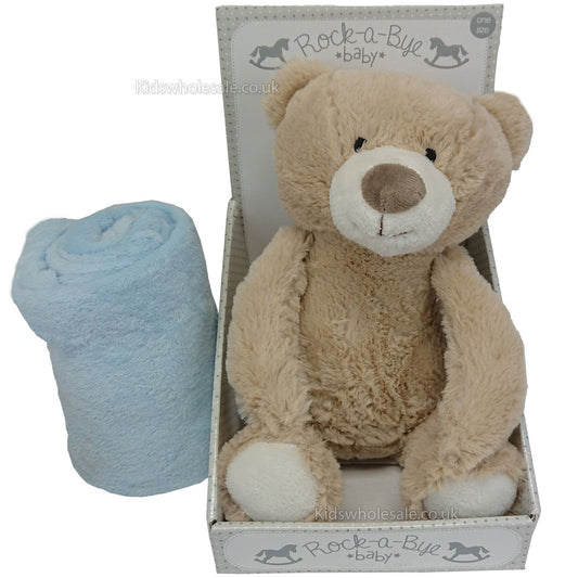 Plush Toy & Blanket Set - Teddy Bear - (M14179) - Kidswholesale.co.uk