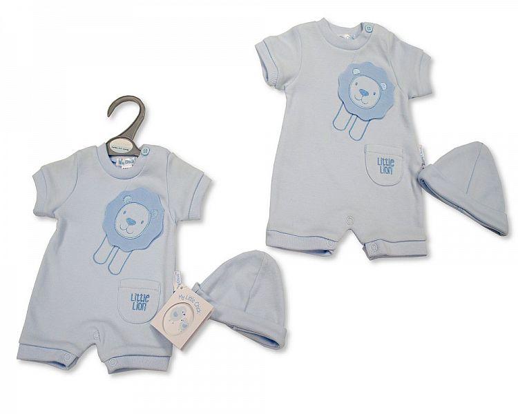 Premature Baby Boys Romper with Hat - Little Lion (3-5 to 5-8Lbs) PB-20-540 - Kidswholesale.co.uk