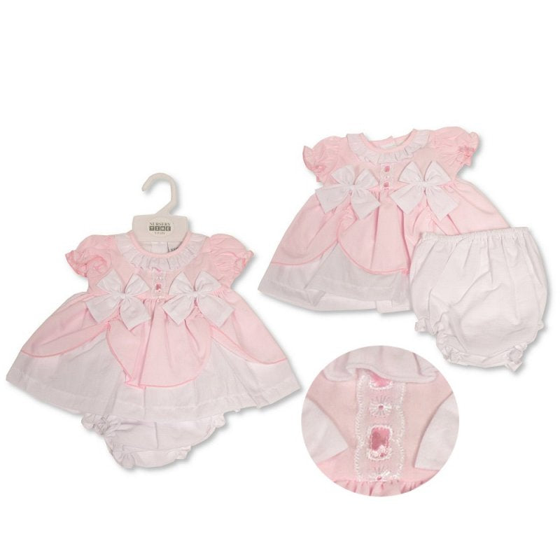Premature Baby Dress with Bows and Lace (3-8 LBS) (PK6) PB-20-586