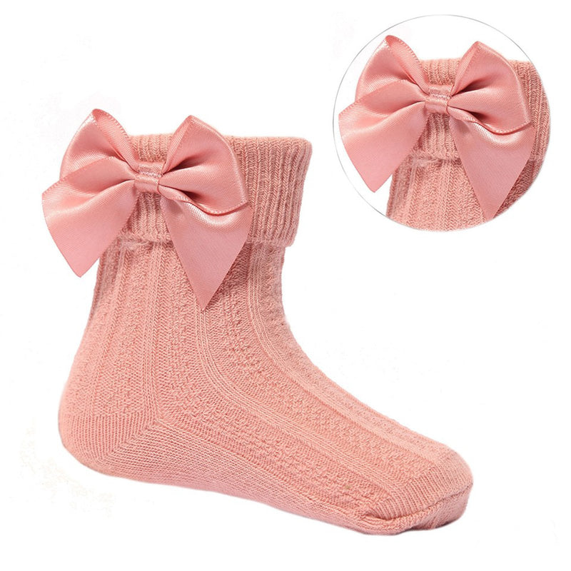 Large Bow Ankle Socks (0-24mnths) S123-RO - Kidswholesale.co.uk