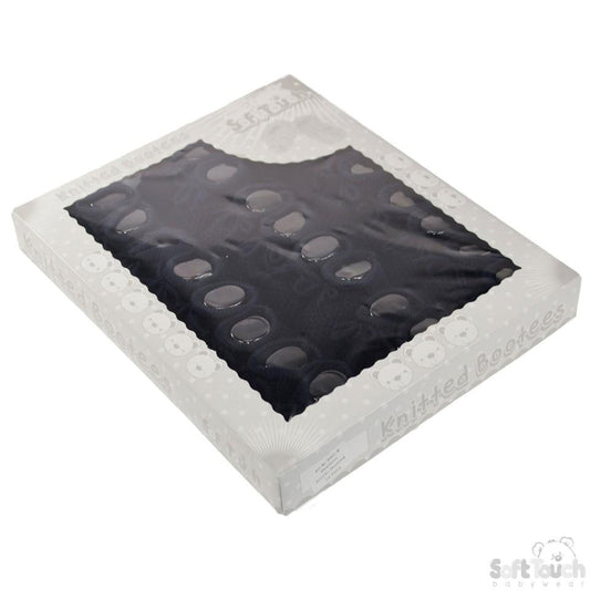 Navy Acrylic Baby Bootees S401-N - Kidswholesale.co.uk