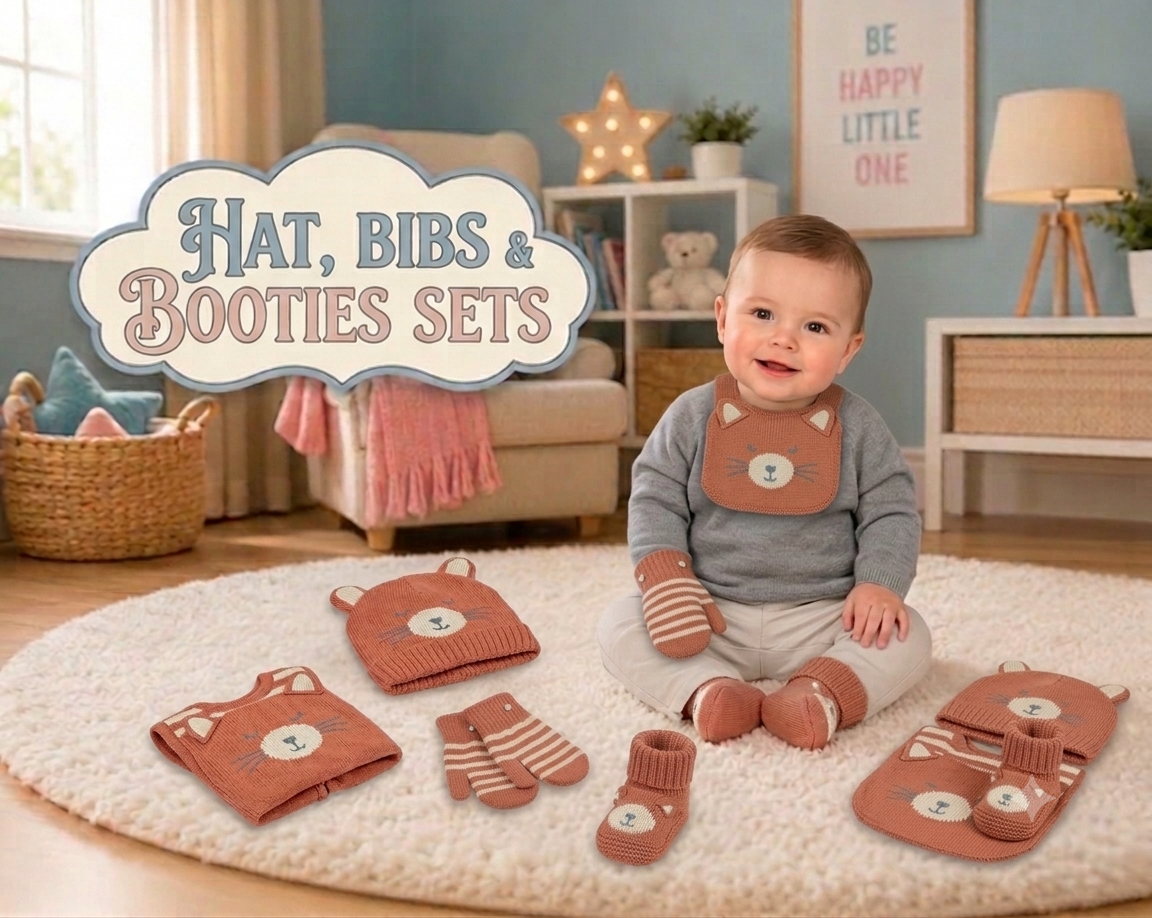 Hat, Bibs & Booties Sets - Kidswholesale.co.uk
