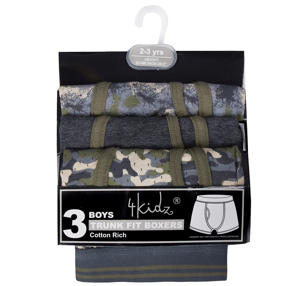 INFANT BOYS 3 PACK TRUNK FIT BOXER SHORTS (2-6 YEARS) (PK12) 14C926