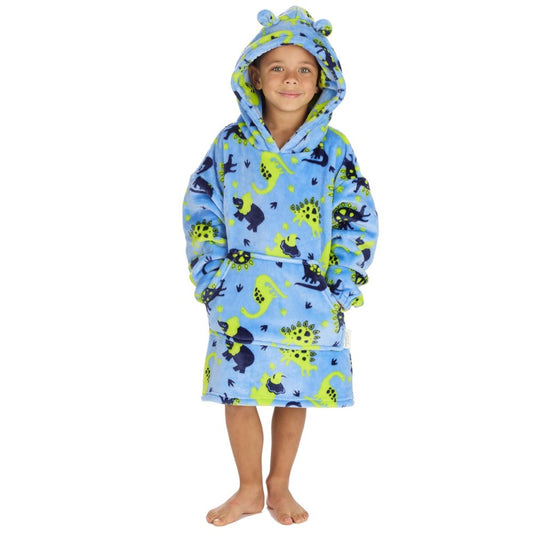 Oversized Dino Print Plush Hoodie (One Size - 3-6 Years) (PK4) 18C1081