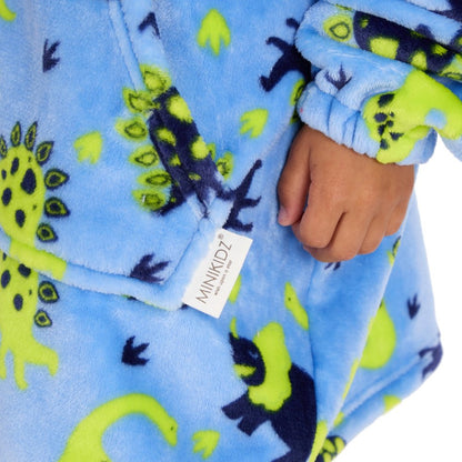 Oversized Dino Print Plush Hoodie (One Size - 3-6 Years) (PK4) 18C1081