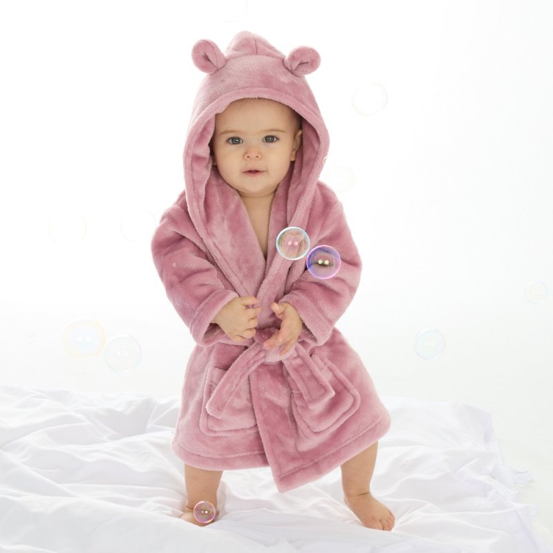 BABY DUSKY PINK HOODED DRESSING GOWN (0-6 MONTHS) (PK4) 18C85206