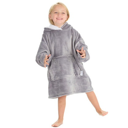 Grey Oversized Plush Hoodie With Borg Lined Hood  (3-6years) (PK4) 18C943