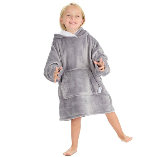 Grey Oversized Plush Hoodie With Borg Lined Hood  (3-6years) (PK4) 18C943