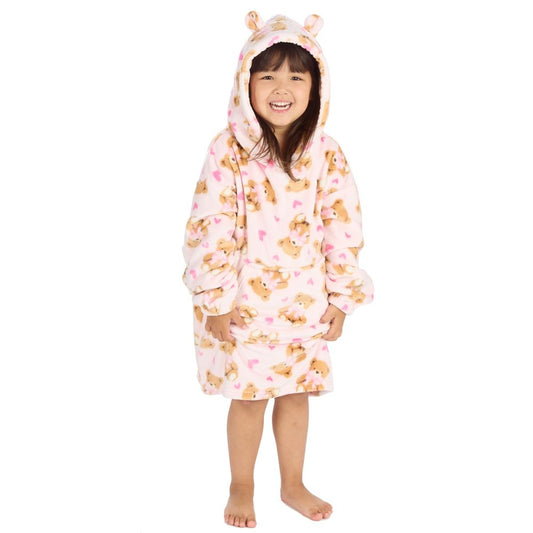Oversized Teddy Print Plush Hoodie (One Size - 3-6 Years) (PK4) 18C1079