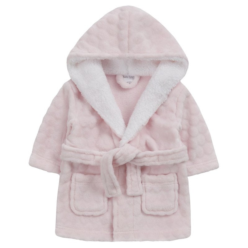 BABY CIRCLES DRESSING GOWN WITH BORG TRIM-PINK (0-12 MONTHS) (PK4) 18C800