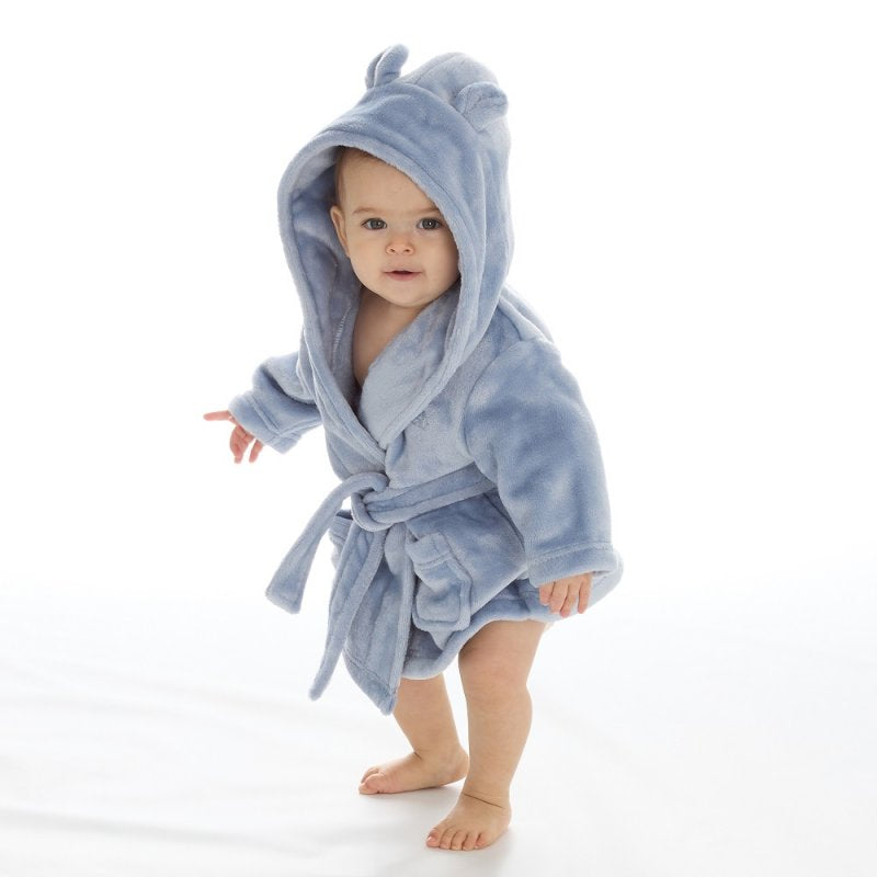 BABY DUSKY BLUE HOODED DRESSING GOWN (6-24 MONTHS) (PK5) 18C853