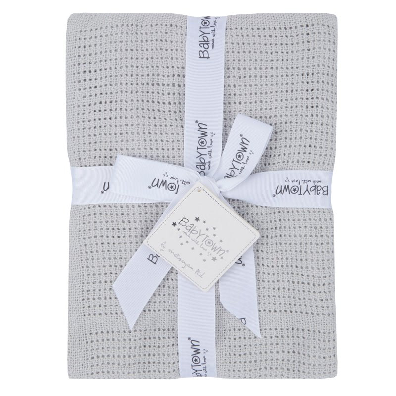BABY GIFT SOFT HANDLE GREY CELLULAR BLANKET- FLAT PACKED (70 X 90 CM) 19C203G