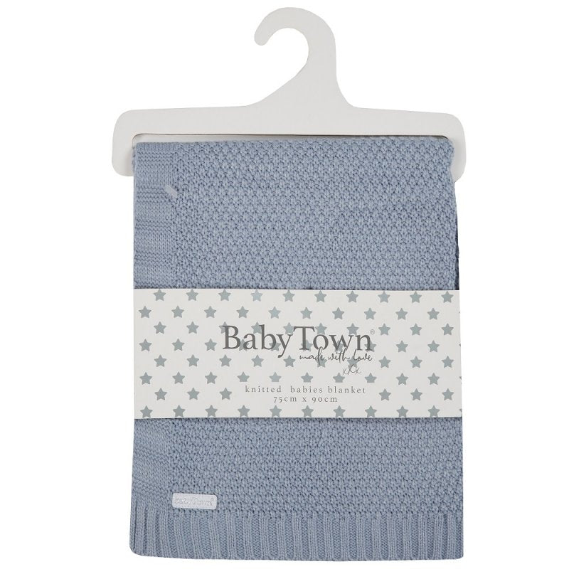 BABY DUSKY BLUE KNITTED BLANKET - (PK4) 19C264