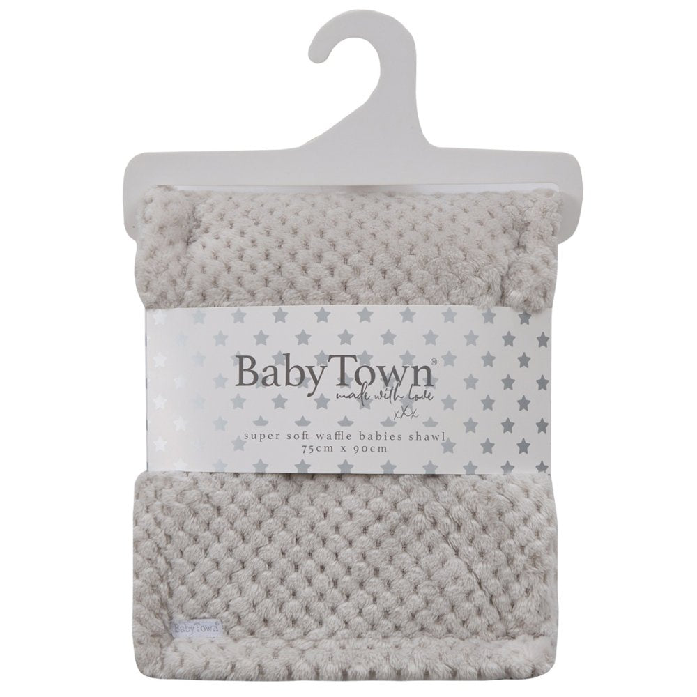 Baby Plush Fleece Waffle Wrap - Grey (75x90cm) (PK6) 19C270