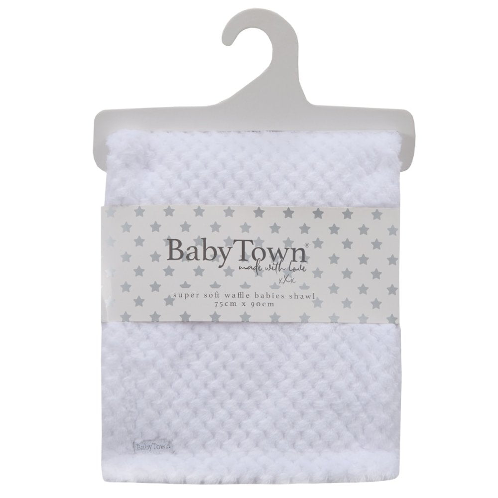 Baby Plush Fleece Waffle Wrap - White (75x90cm) (PK6) 19C271