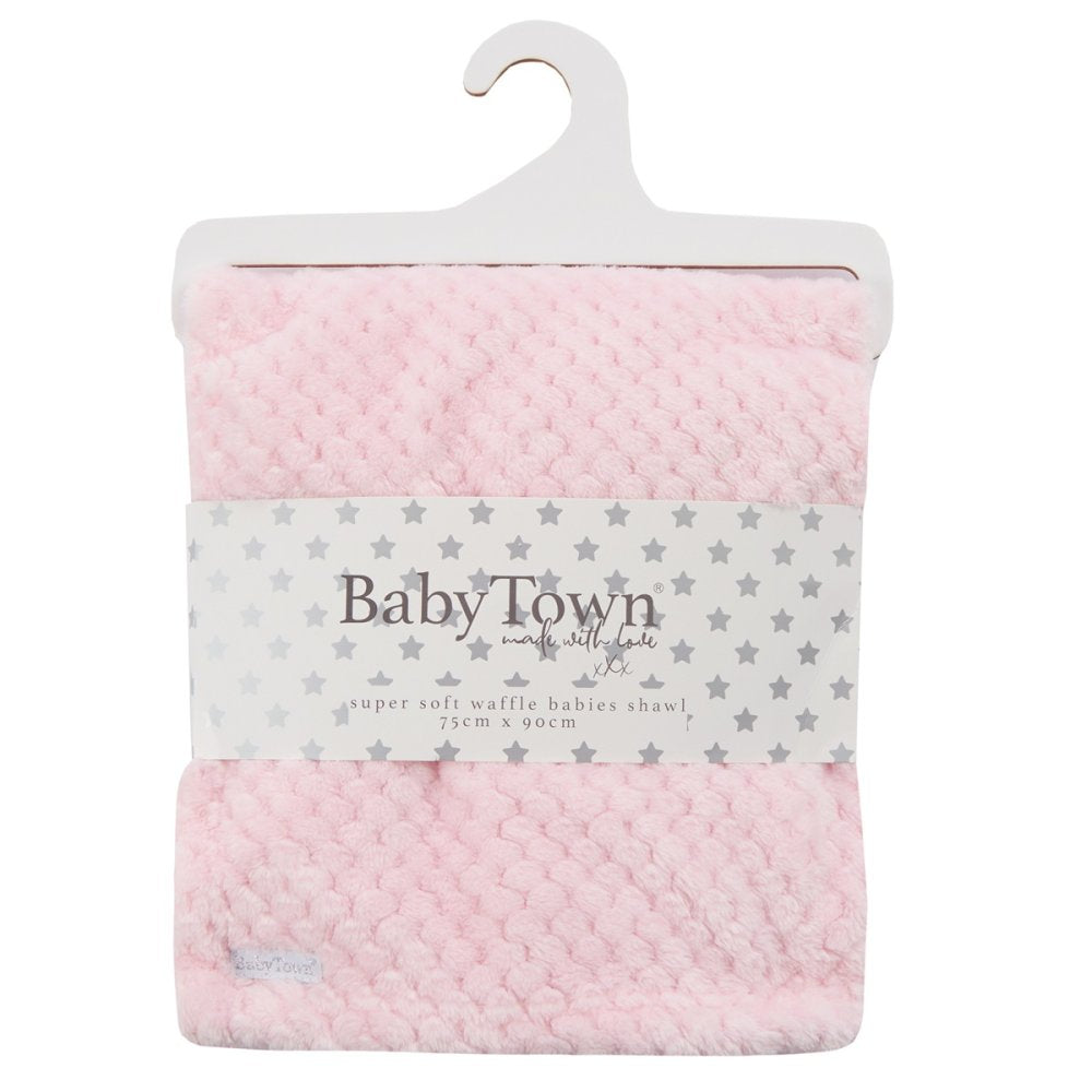 Baby Plush Fleece Waffle Wrap - Pink (75x90cm) (PK6) 19C274