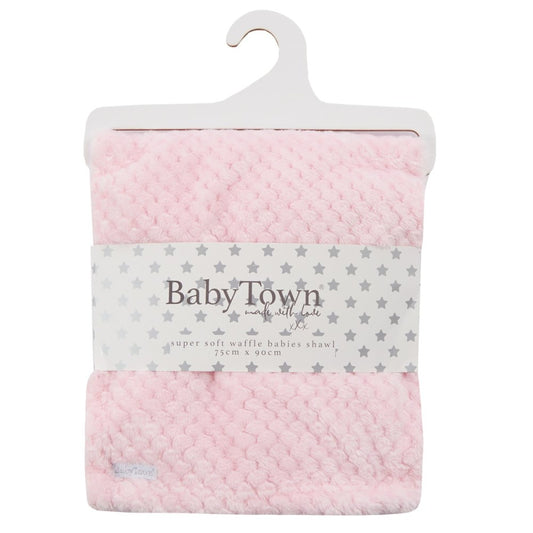Baby Plush Fleece Waffle Wrap - Pink (75x90cm) (PK6) 19C274