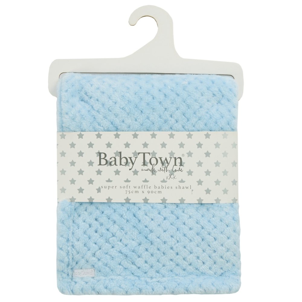 Baby Plush Fleece Waffle Wrap - Sky Blue (75x90cm) (PK6) 19C275