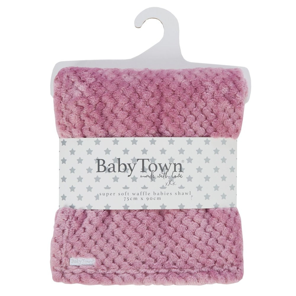 Baby Plush Fleece Waffle Wrap - Dusty Pink (75x90cm) (PK6) 19C278