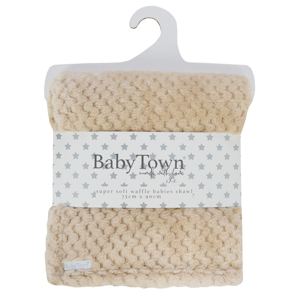 Baby Plush Fleece Waffle Wrap - Toffee (75x90cm) (PK6) 19C279