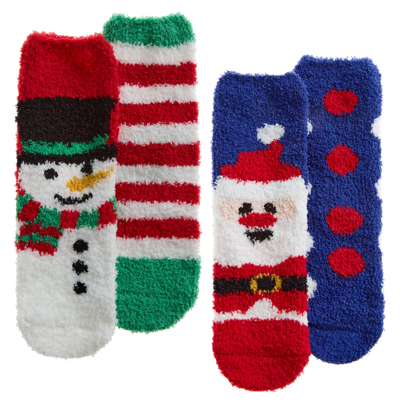 Children 2pack Cosy Christmas Socks w/Grippers (6-8.5 - 4-6)(PK12) 42B804