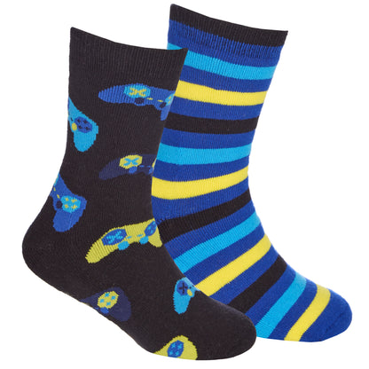 Boys 2pk Boxed Terry Slipper Socks - (PK6) (6-3.5) 42B830